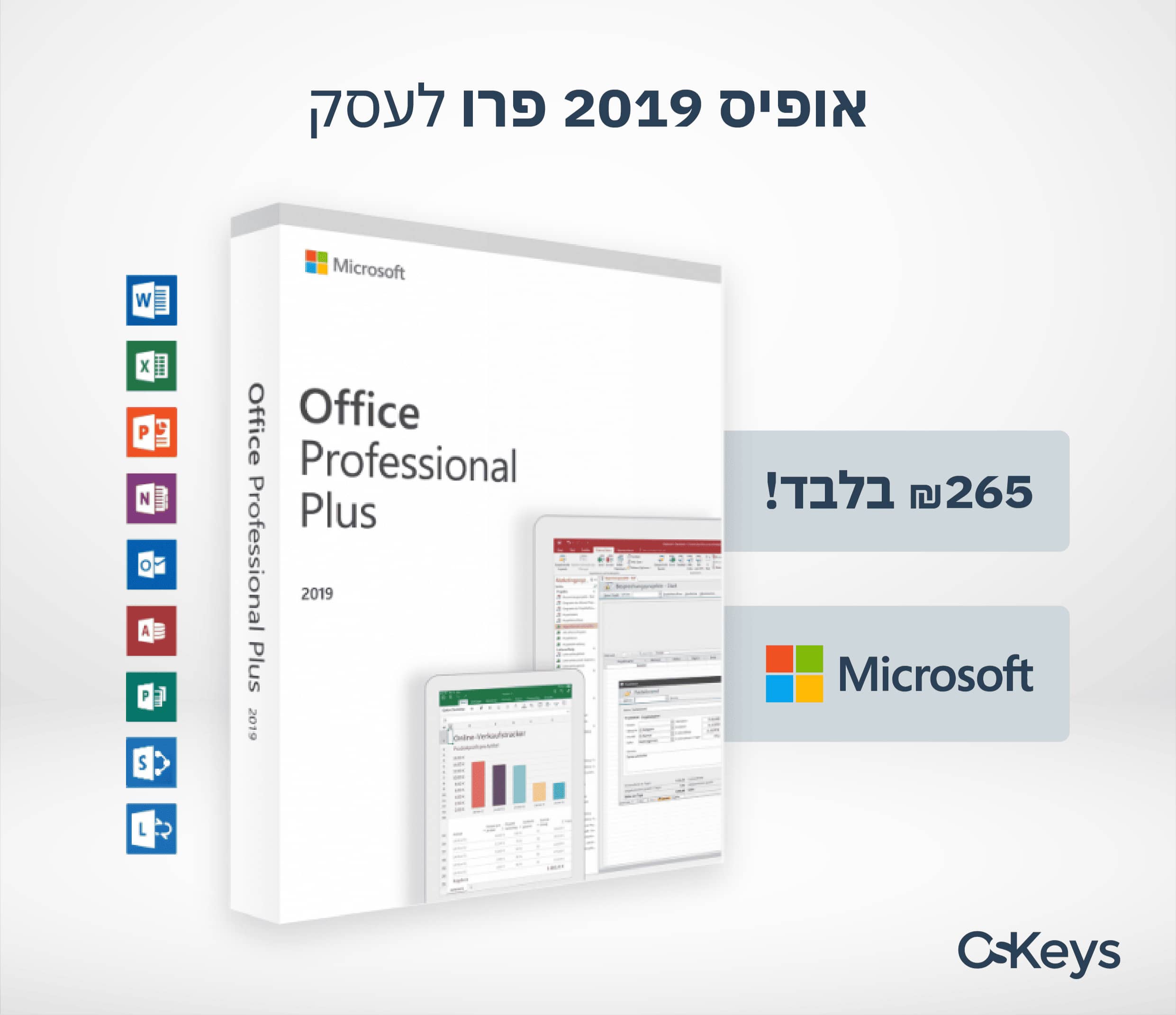 Microsoft Office Professional Plus 2019 - רישיון להתקנה חוזרת